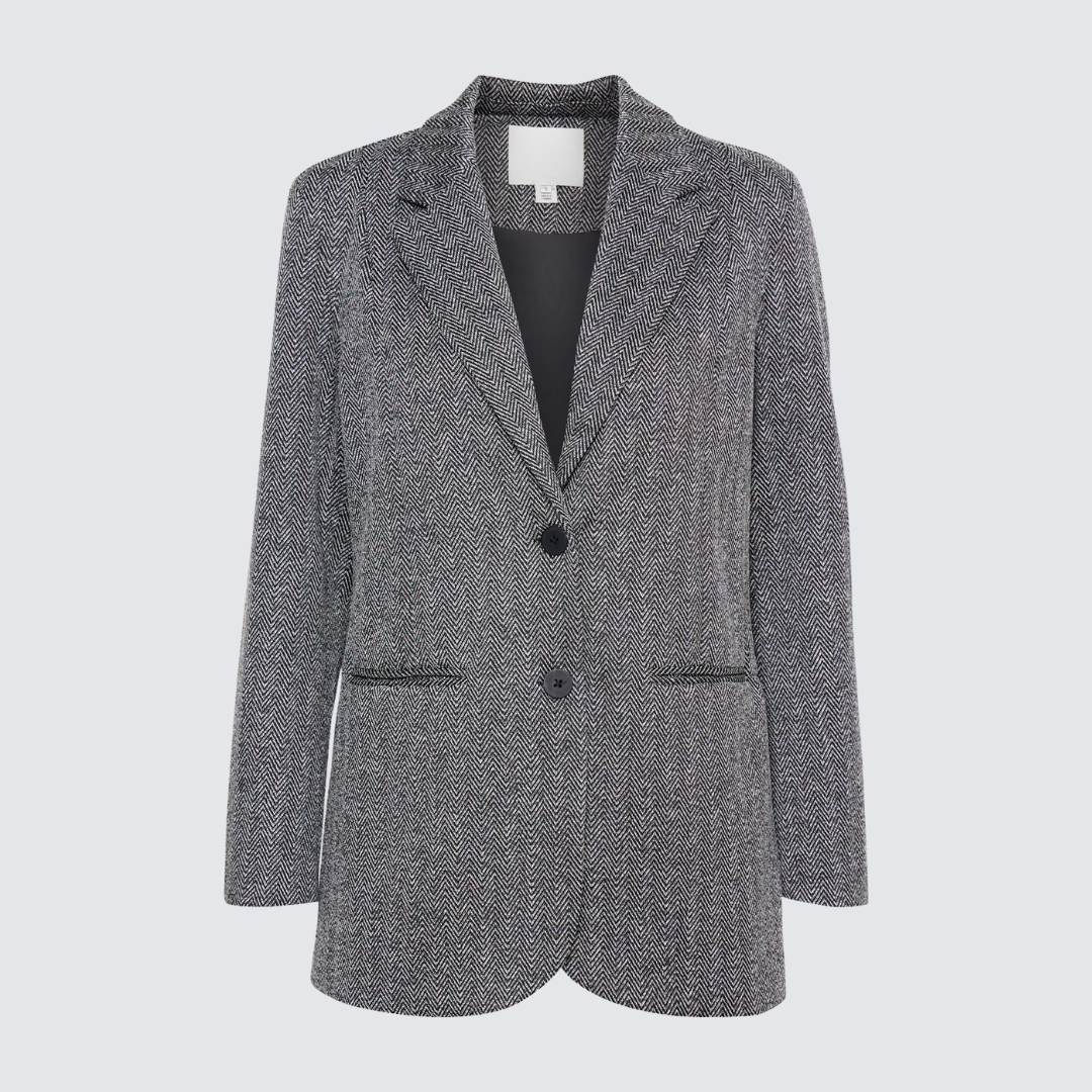 Lichtgrijze dames blazer met één knoop