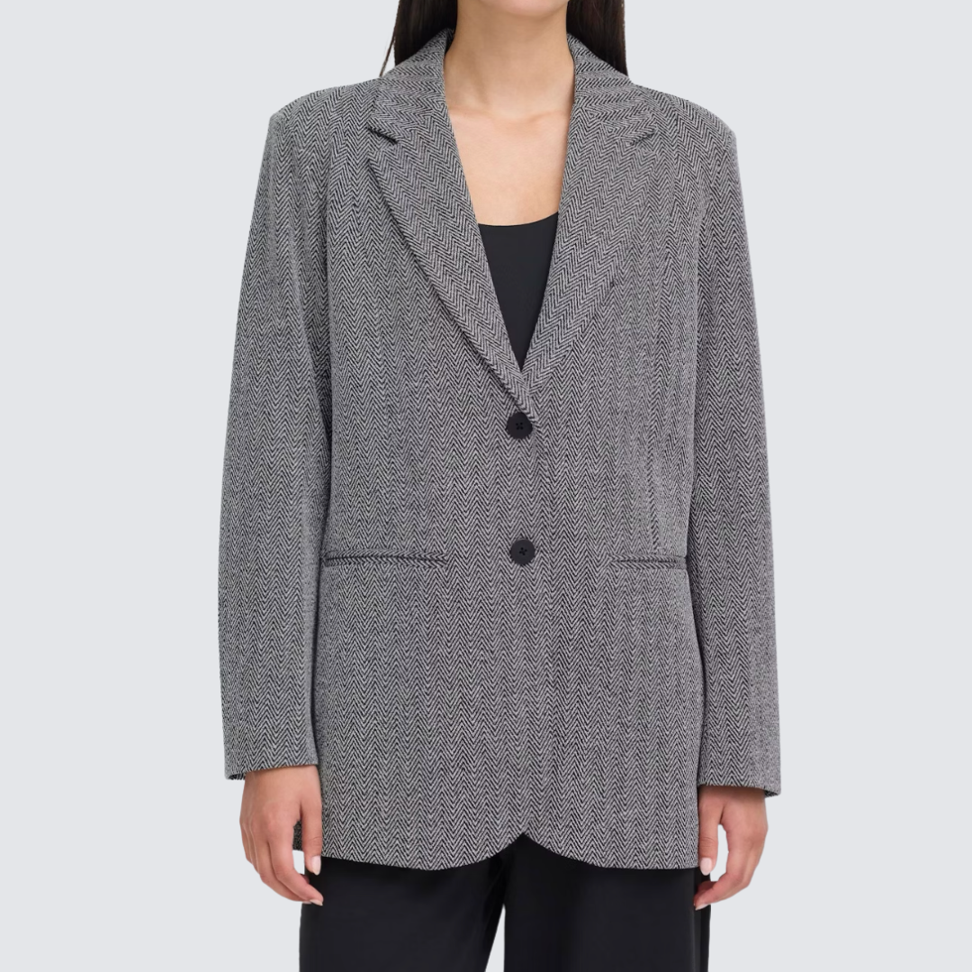 Lichtgrijze dames blazer met één knoop