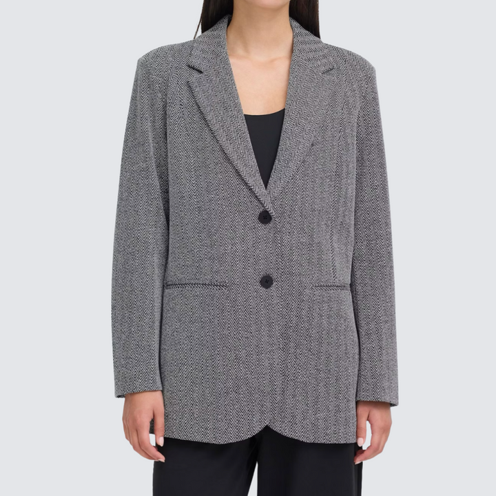 Lichtgrijze dames blazer met één knoop