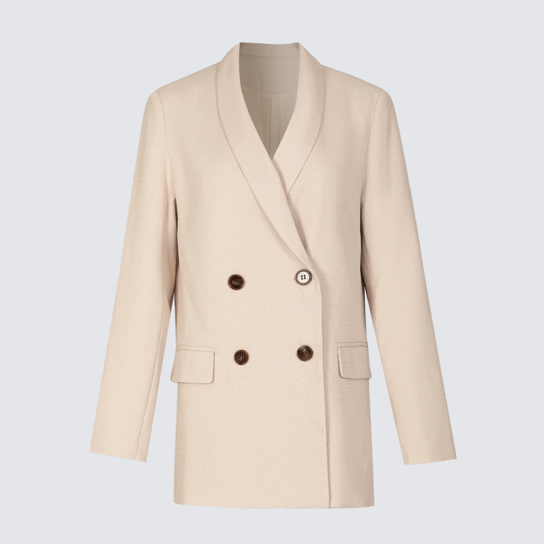 Beige dames blazer met dubbele rij knopen