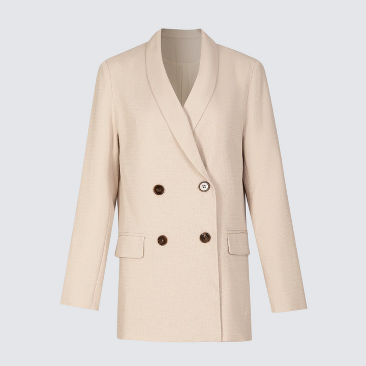 Beige dames blazer met dubbele rij knopen