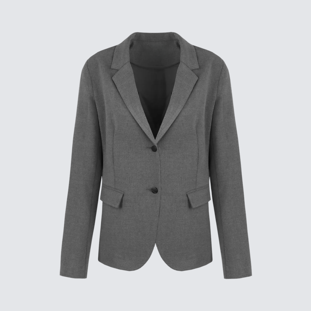 Grijze dames blazer met twee knopen