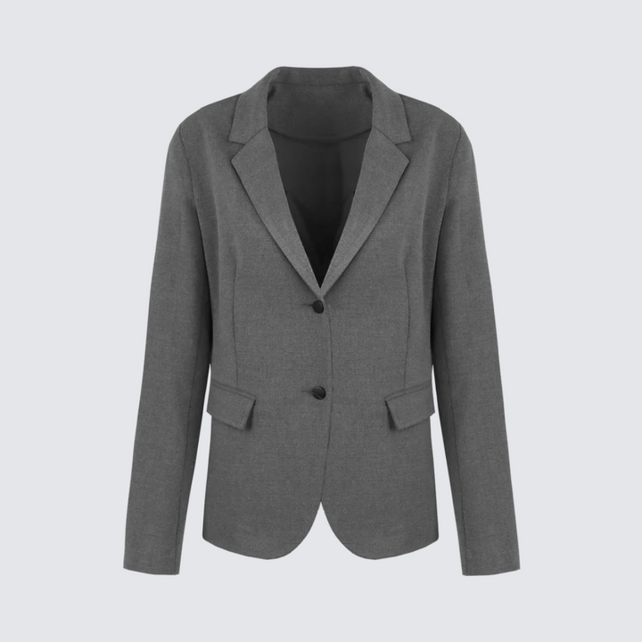 Grijze dames blazer met twee knopen